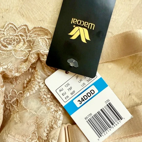 NWT WACOAL 85720 "Renaissance Rose" Full Figure Underwire, Lace Bra, Beige 34DDD - Picture 7 of 8